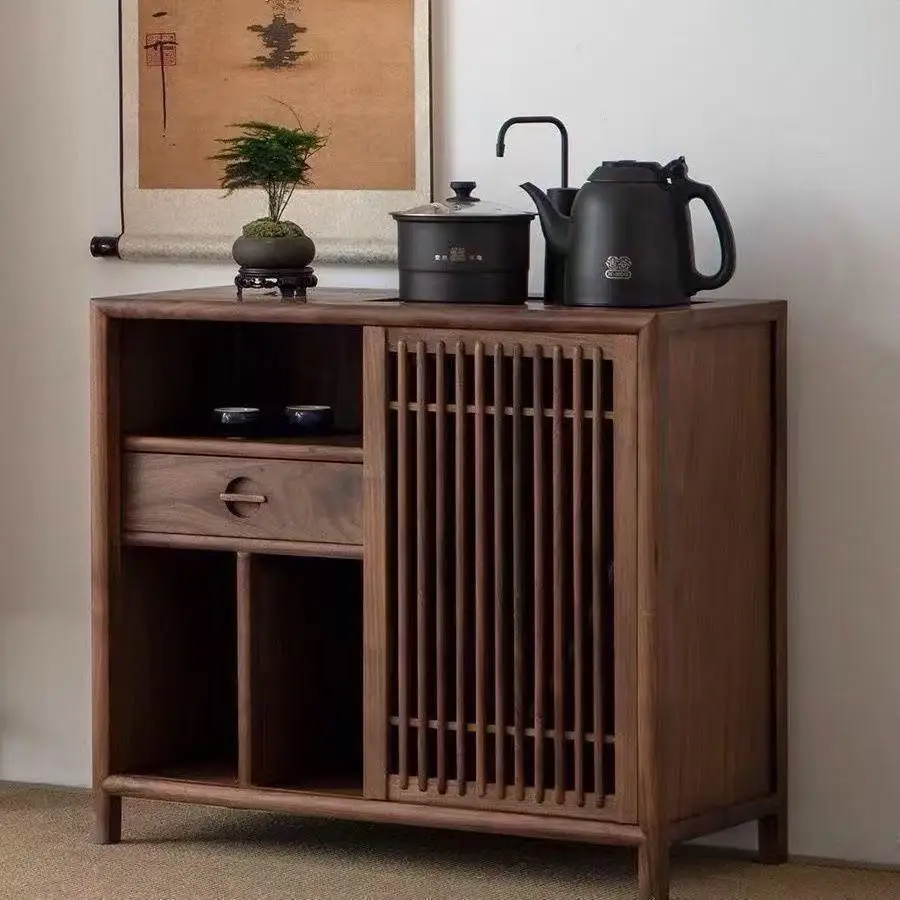 Tea cabinet Solid wood tea cabinet Tea side cabinet Household mobile tea table Boiling water Multifunctional storage Meal side c