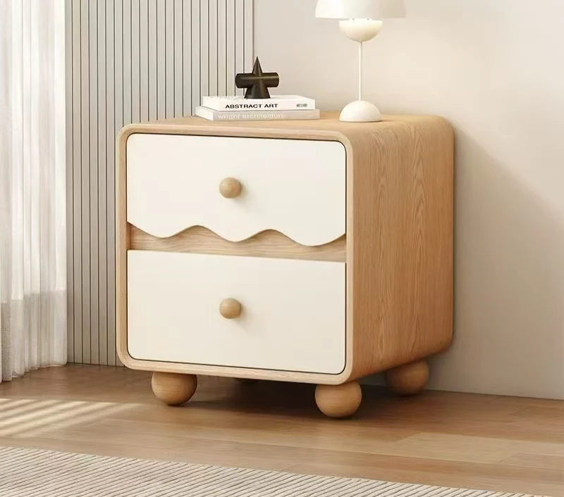 #Children's Wooden Bedside Table With Wave Pattern, Small And Simple, Minimalist Home Storage Cabinet