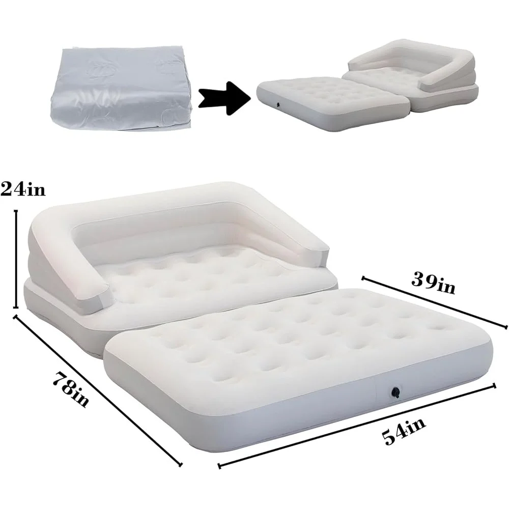 Sofá inflable portátil, sofá cama de aire para acampar, ligero, duradero, impermeable, plegable, muebles de dos plazas