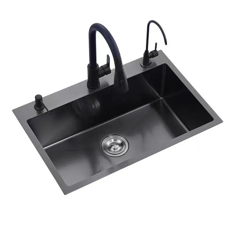 

Factory Wholesale Black Single Bowl Stainless Steel Kitchen Sink with Faucet Combo Set