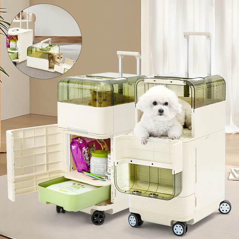 New Pet Travel Bag Suitcase Transparent Luggage Cat Dog Stroller Luxury 4 Wheels Pet 3 In 1 Double Pet Stroller And Carrier