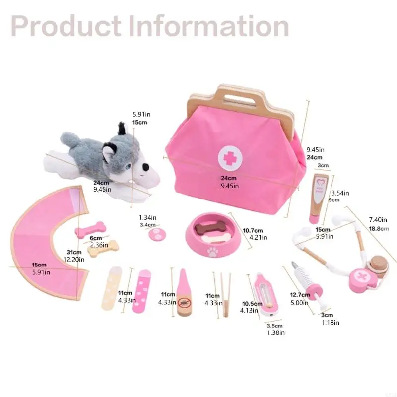 xxfe-set-da-gioco-veterinario-per-giochi-ruolo-per-bambini-cane-peluche-strumenti-da-dottore-in-legno-e-borsa-per-il