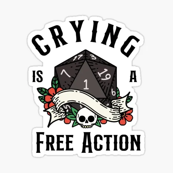 Dnd Rpg Funny Critical Failure Crying I  5PCS Stickers for Kid Wall Room Laptop Decor  Background Water Bottles Print Stickers