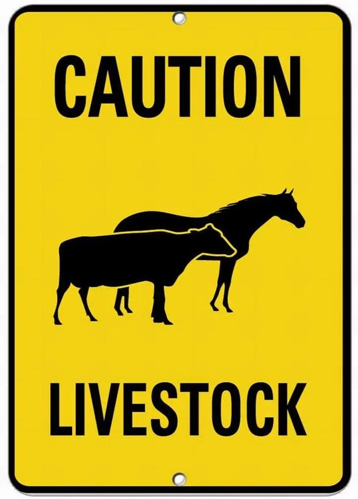 Y1,Notice Sign Danger Warning Livestock Caution Horse Cow Activity Farm General 8x12 Tin Street Outdoor Decor-a