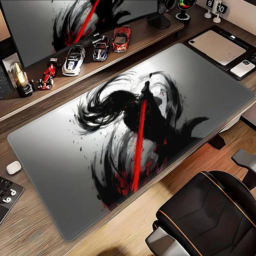 

China's hot-selling mouse pad Black and red style swordsman illustration Beautiful XXL Game Exclusive MousePads PC pad Decor