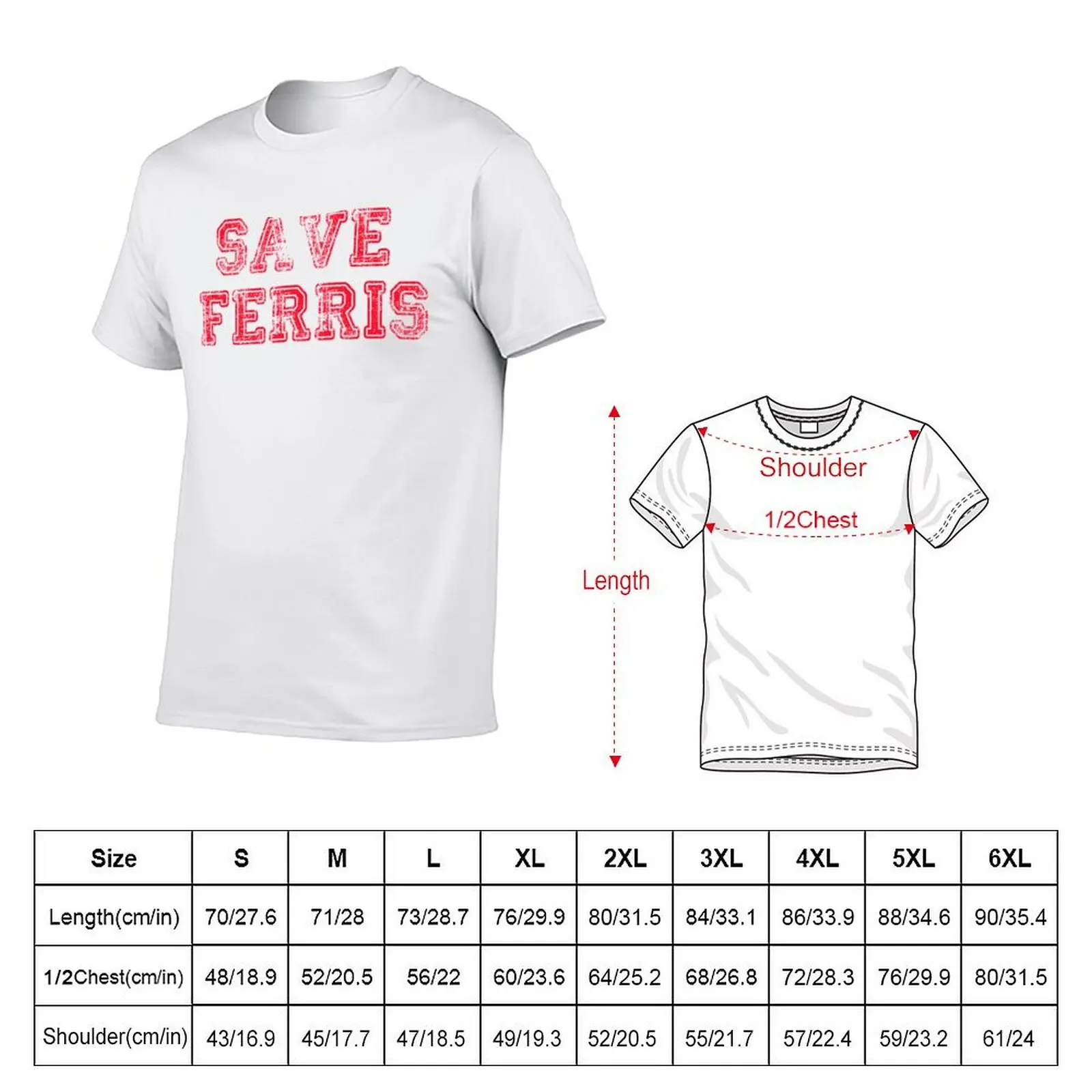 SAVE FERRIS DESIGN, 80s Movie Style Logo, T-Shirt Work Outdoor T-Shirt for Men