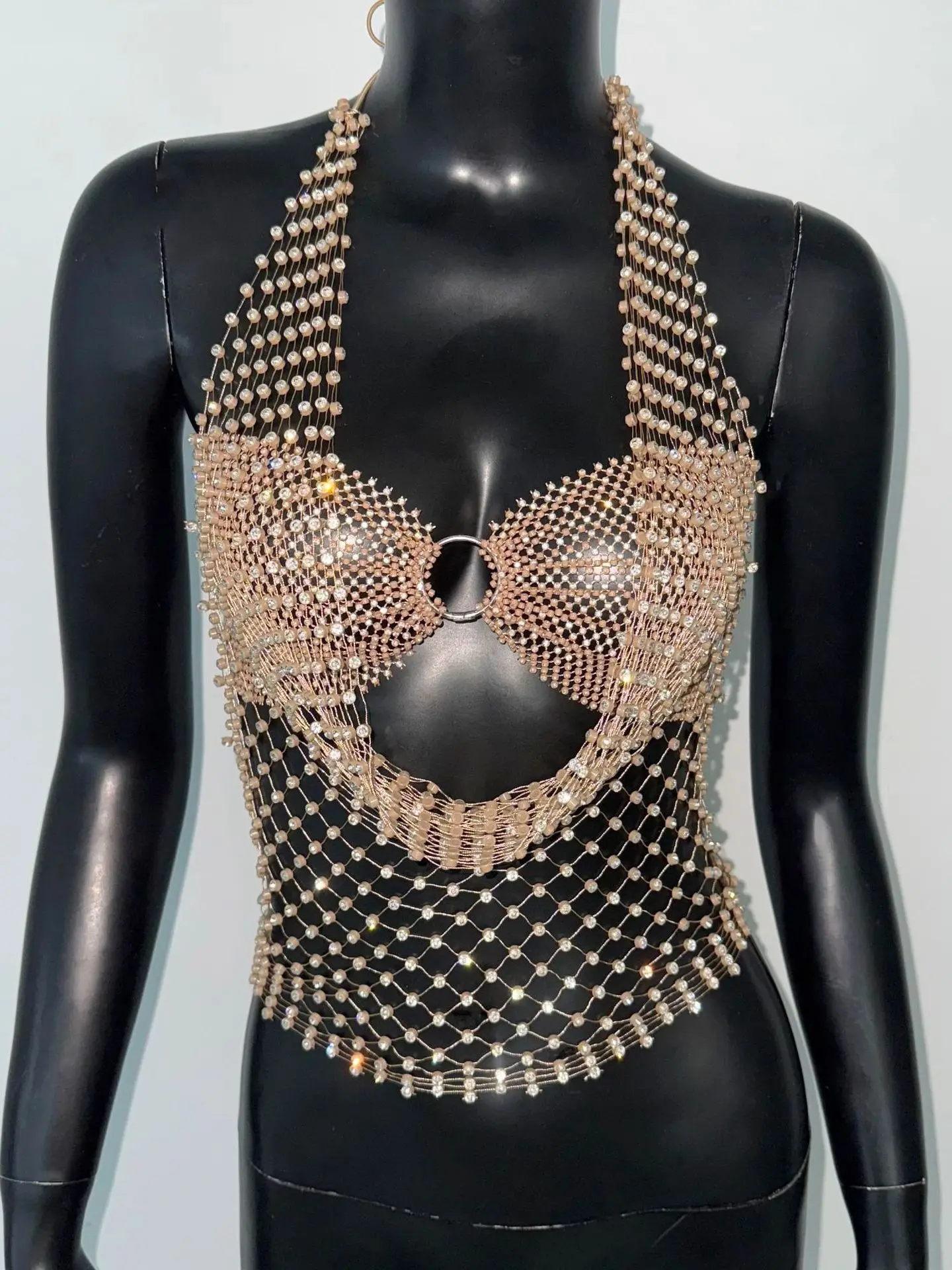 

Sparkling Strapless Crop Top And Skirt Set for Women Stage Performance Nightclub Dancing Diamond Embedded Bandage Outfit