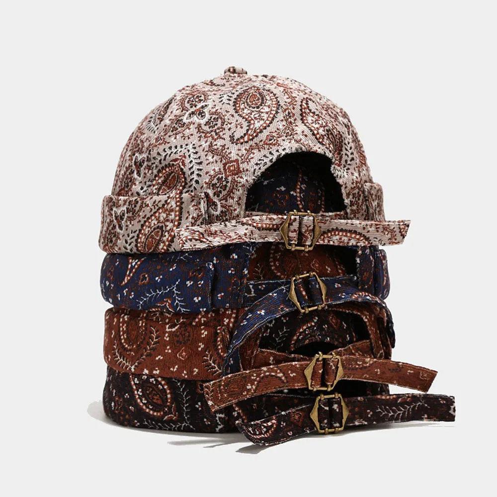 Cashew Print Cotton Men Docker Cap Skullcap Sailor Cap Beanie Hats Men Women Cap Brimless Hat Skullcap Bonnet Beret Caps