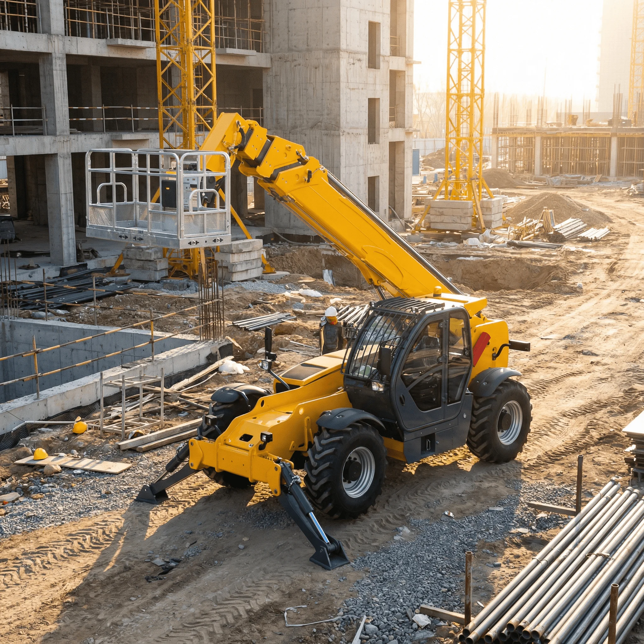 Customized  Hot Selling Warehouse 6m 4Wd Telescopic Arm Forklift Truck 2.5ton 3 Ton 3.5ton 4 Ton Telehandler Small for Sale