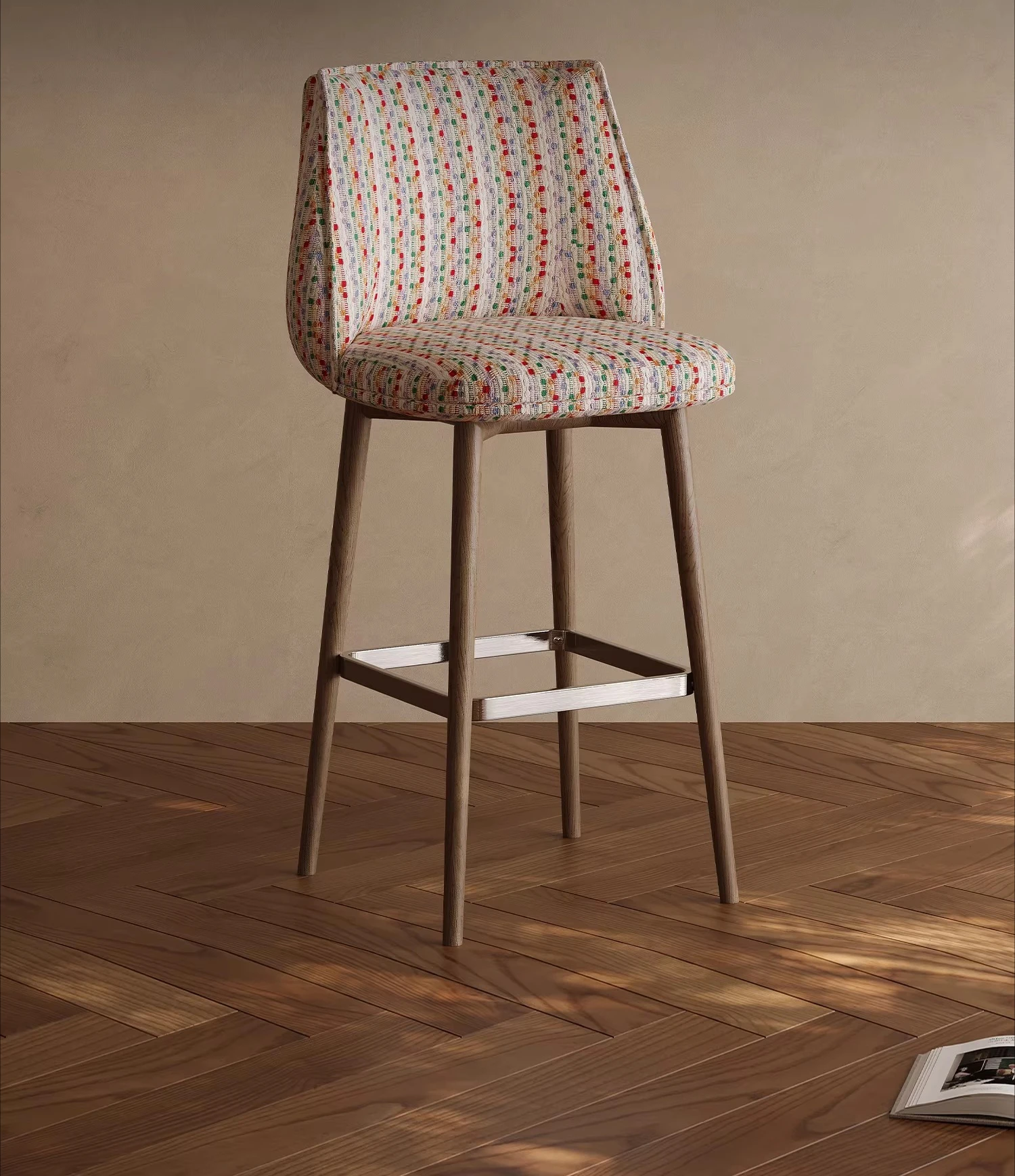 

Home high chair Island chair Solid wood retro designer New dining chair