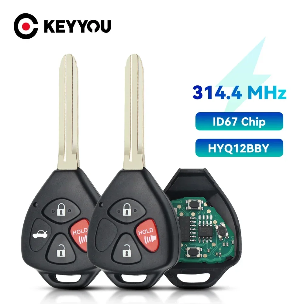 

KEYYOU 3/4 кнопки дистанционного ключа автомобиля для Toyota Camry Avalon Corolla Matrix RAV4 Yaris Venza HYQ12BBY 314,4 МГц ID67 чип