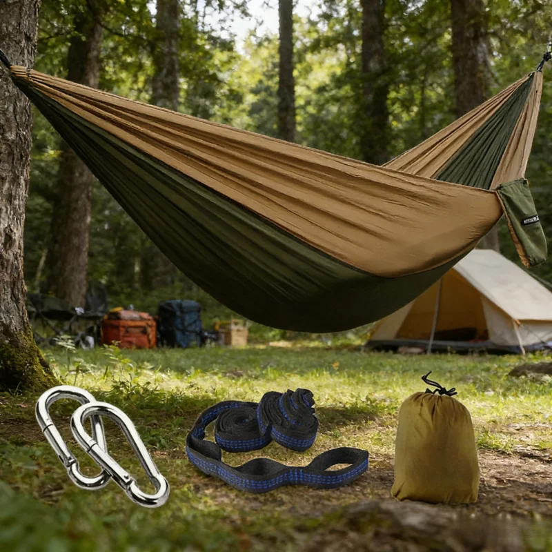 

Портативный походный гамак из нейлона 210T, сверхлегкий, для активного отдыха, походов, путешествий, выдерживает нагрузку до 300 кг, дышащий и удобный.