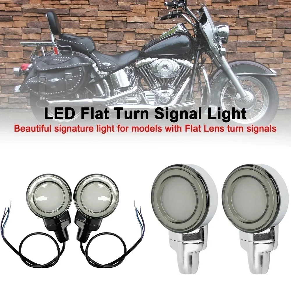 

Motorcycle Front LED Turn Signal Light Bar Smoked Lens For Harley Touring Road King Electra Road Glide Softail FLSTC COV 99-23