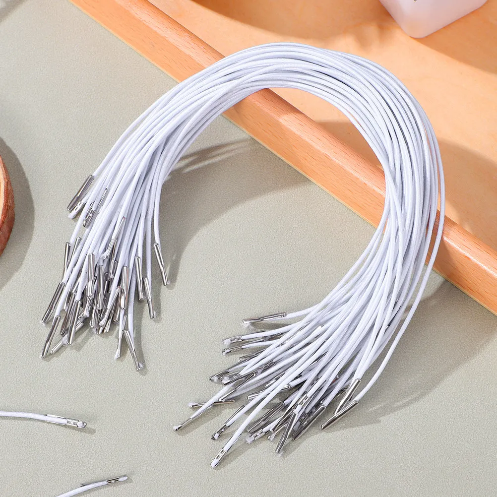 200 Cordons Élastiques Barbelés avec Extrémités Métalliques, Fils Ronds Extensibles pour Fabrication de Masques, Bricolage, Sangles de Chapeaux, Reliure de Livres, Classeurs de Fête