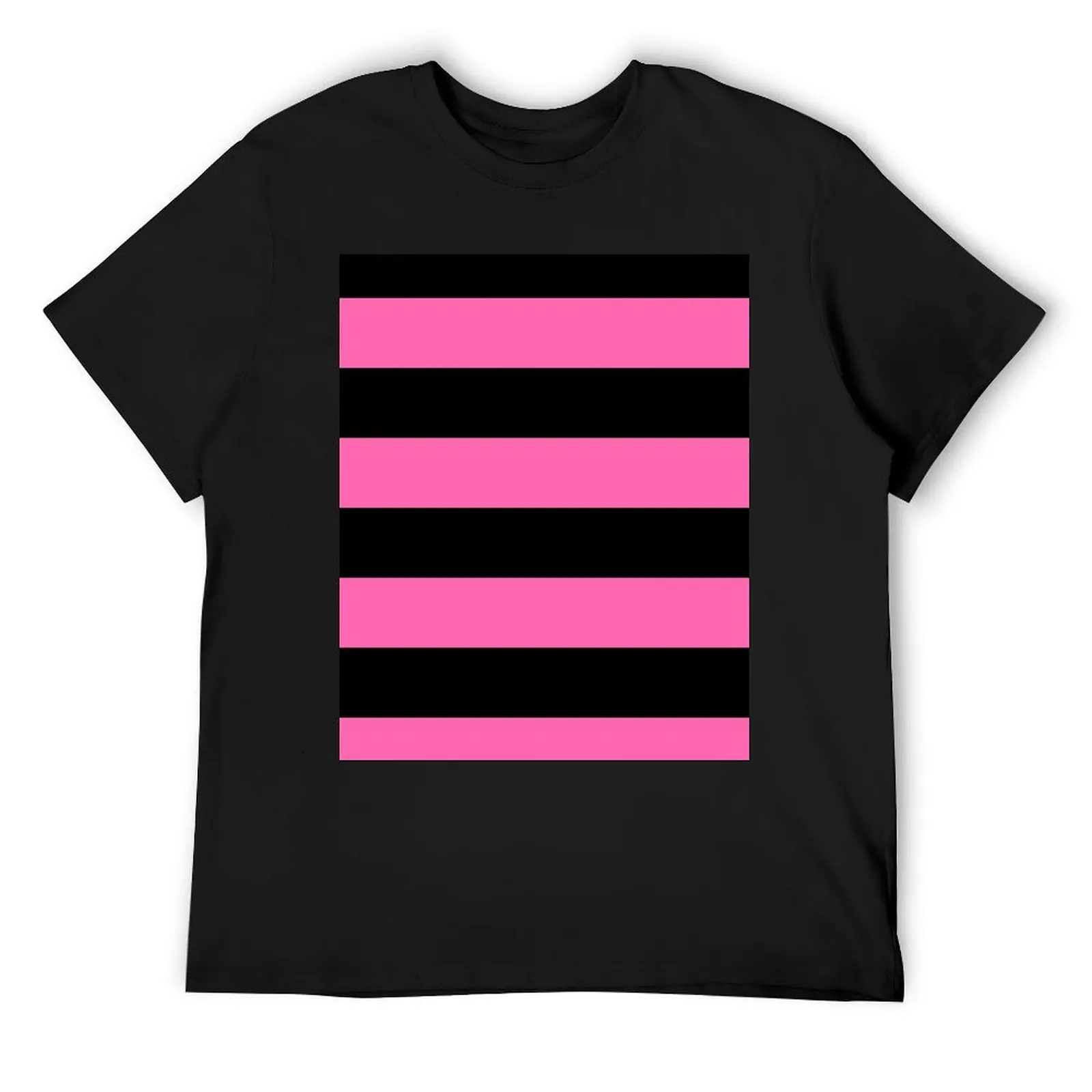 

Large Light Hot Pink and Black Horizontal Stripes T-Shirt kawaii clothes shirts graphic tee sports fans luxury clothes men