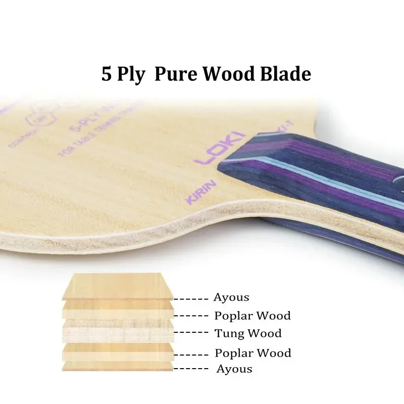 الأصلي لوكي تنس الطاولة بليد كيرين K1-T 5ply الخشب بينغ بونغ Racksts كيرين سلسلة شفرة FL مضارب الخشب النقي