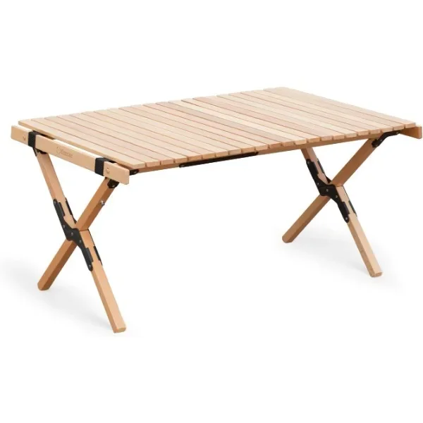 S'more Folding Picnic Table, Portable Camping Table with Carry Bag, Wood Outdoor Table for Picnic, Camping, Travel, Party, Beach