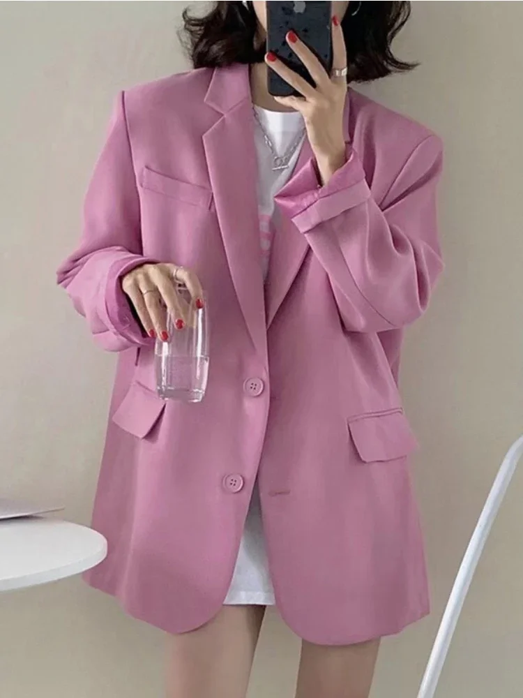 2024 New In Outerwears Spring Autumn Office Outfits Women Casual  Chic Elegant Blazer Korean Fashion Long Sleeve Loose Jacket