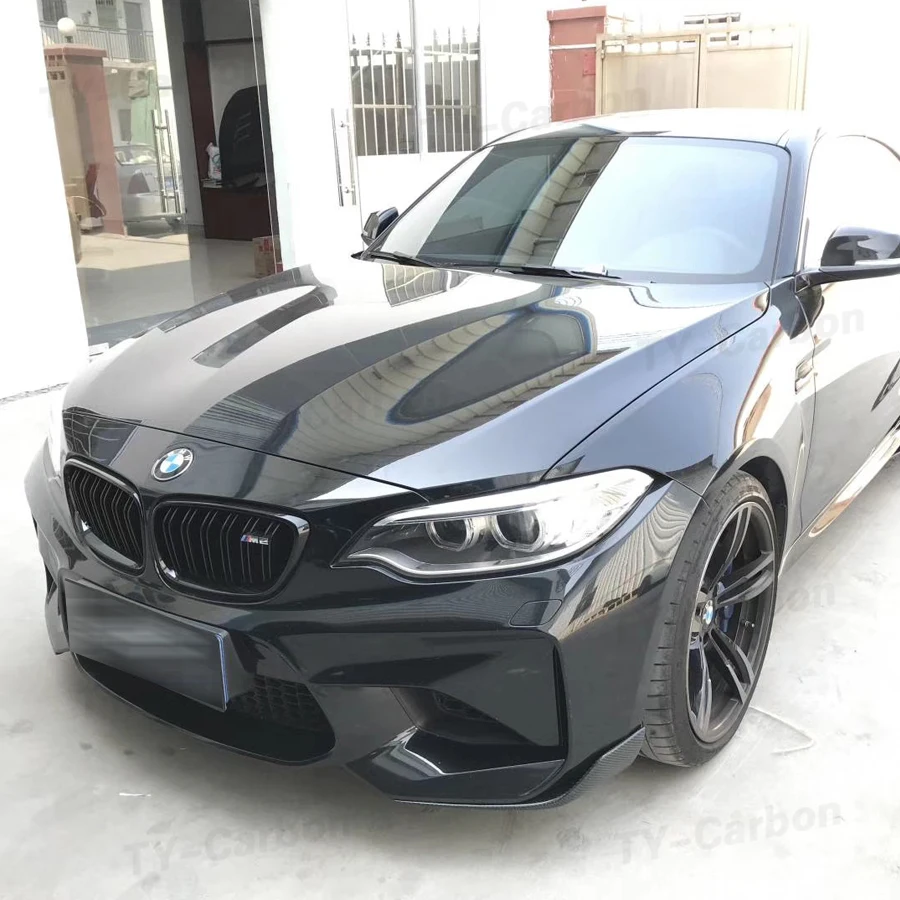Real Carbon Fiber Car Front Bumper Lip Splitter Side Cover For BMW F87 M2 M2C Air Vent Kit Spoiler Lip Corner Guard Trim FRP