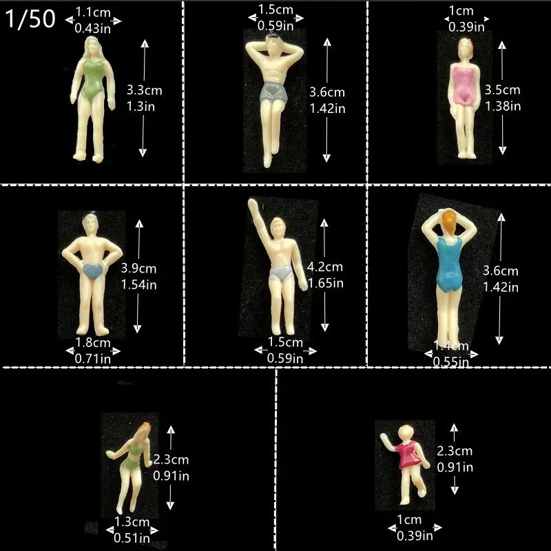 DIY zestaw klocków budowlanych miniaturowe pływanie mały człowiek zabawki wykonane ręcznie 1:50 1:87 1:100 1:150 diorama postaci architektonicznej
