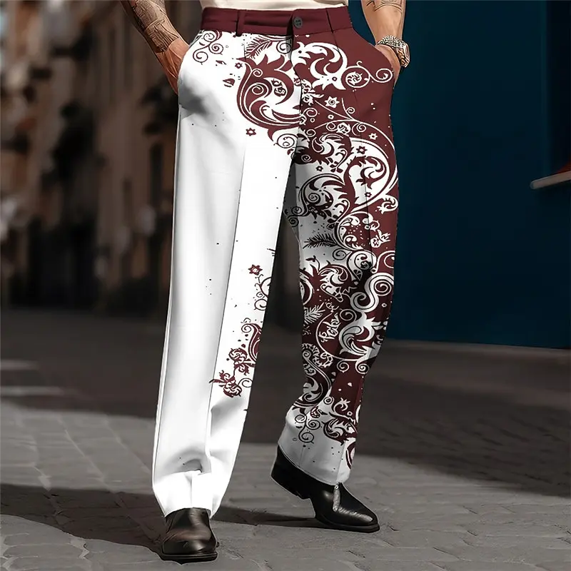 2025 Spring/Summer New Fashionable 3D Digital Printed Men\'s Bamboo Cotton Pants Casual Breathable Quick Drying