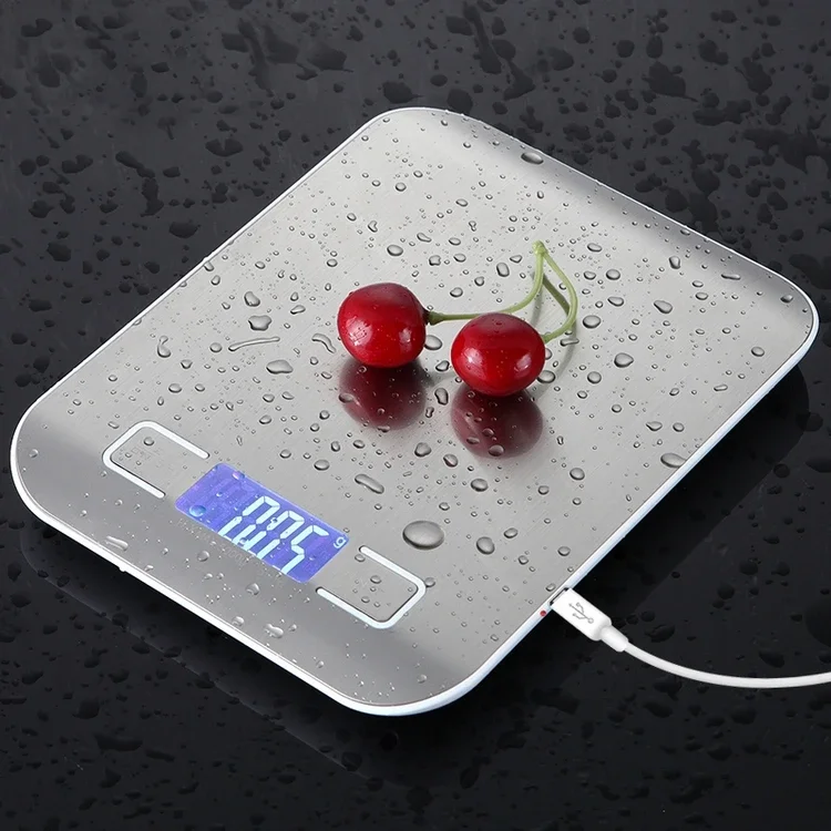 

Smart Multifunctional Food Stainless Steel USB Charging 5kg 10kg/1g LCD Digital Electronic Kitchen Scale