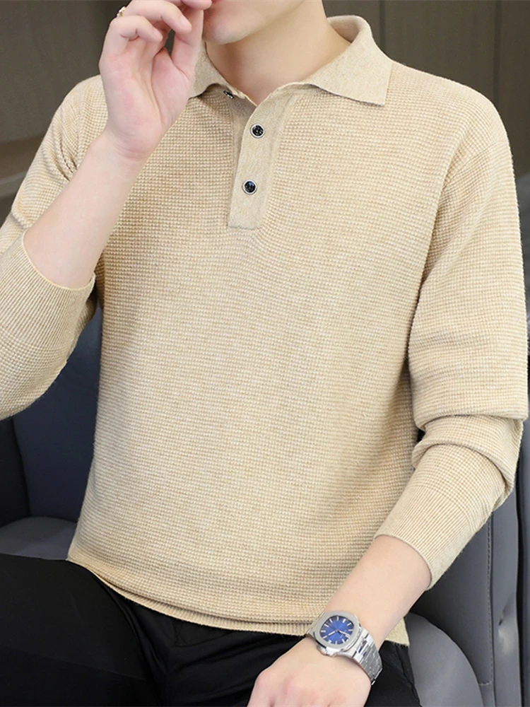 

Мужской повседневный вязаный свитер ранней осени с тонким воротником-стойкой, длинный свеч, однотонный весенний свитшот Faion для молодых взрослых, базовый слой