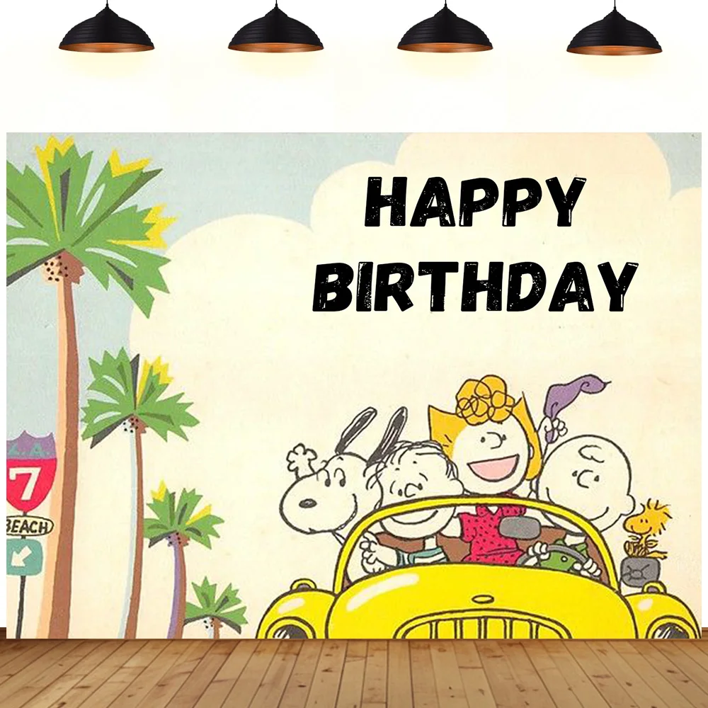 

Snoo py theme Birthday party background baby dog Snoopy children room decoration birthday photography Background cloth
