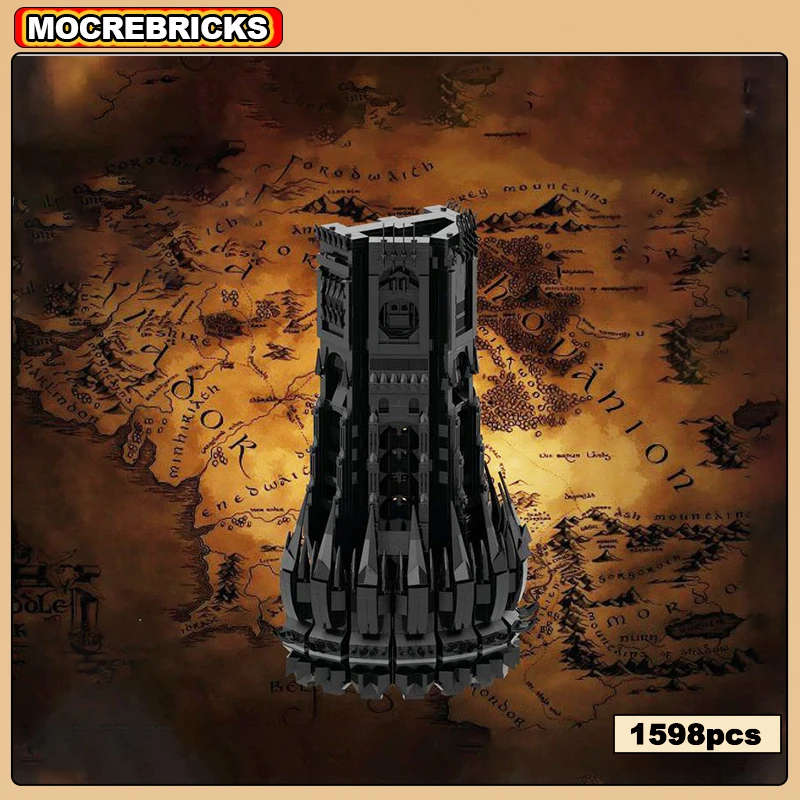 MOC-164351 Famous Architecture UCS Barad-Dur Dark Lord Fortress Tower Building Blocks Set Mordor Base Assemble Model Brick Toy