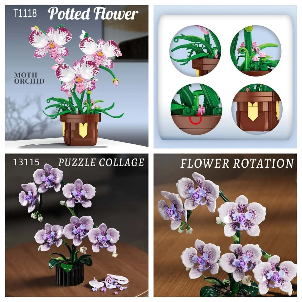 

Креативный строительный блок Фаленопсис, растение в горшке, строительный блок, цветочная модель, наборы игрушек-головоломки, подарки на Новый год, Рождество, день рождения