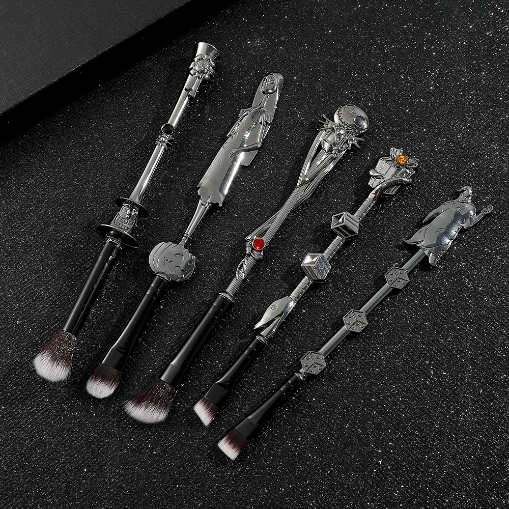 Halloween makeup brush 5 pieces dark style creative skull makeup brush set personalized metal eye shadow brush Halloween decorat