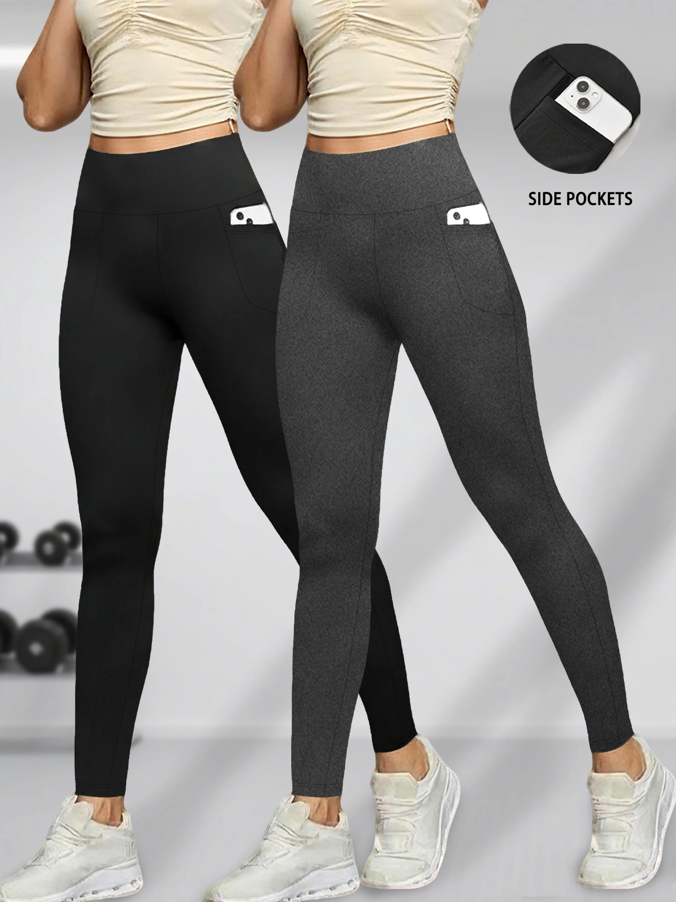 

2 Pack Women's Super Soft Leggings with Pockets, High Waisted Tummy Control for Yoga Workout and Casual Lounge Wear Comfort