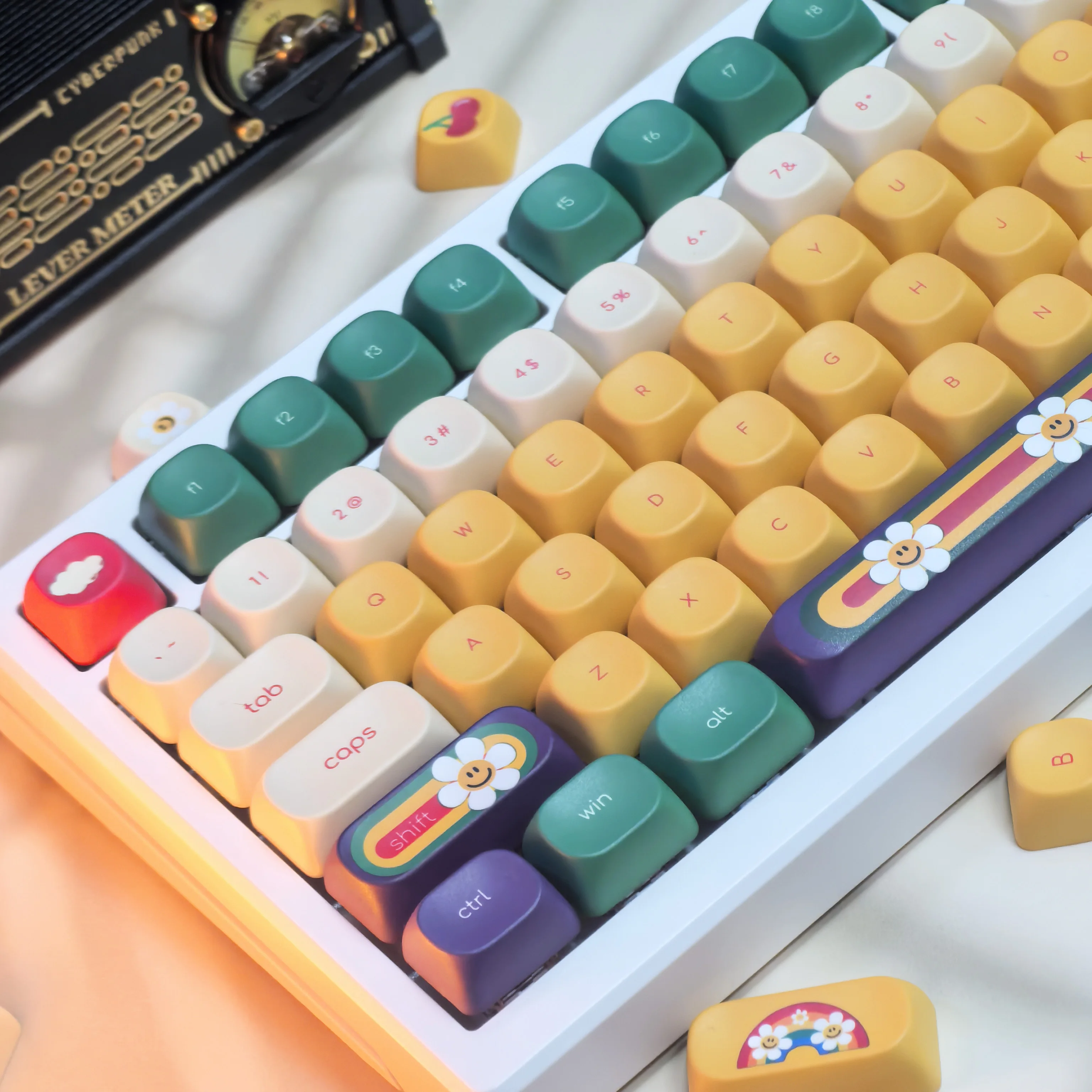 Dopamine Keycaps Moa Pbt Thermal Sublimation Process Yellow Green Red For Aulaf75 Keyboard Diy Keycaps