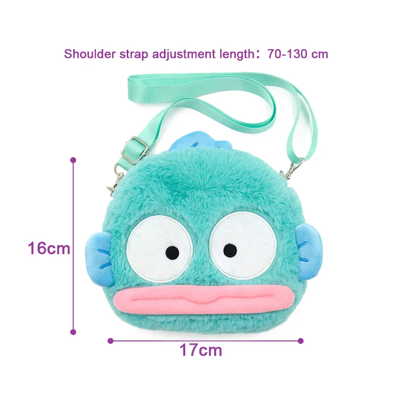 Sanrio Anime Figure Plush Hangyodon Crossbody Bag Kids Toys Rabbit Plush Coin Purses Ornament Soft Stuffed Doll Birthday Gift