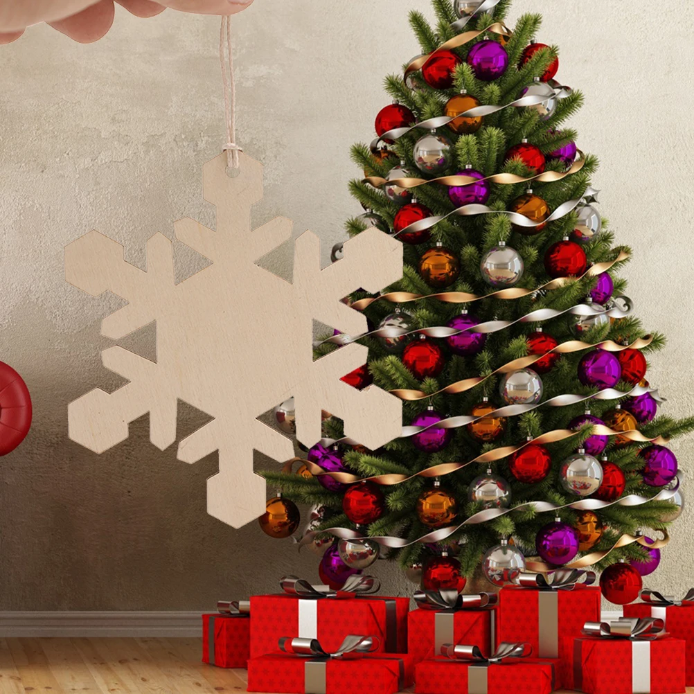 

10Pcs Hanging Wooden Snowflake Ornaments Christmas Tree Decorations Xmas Party Wood Craft Home Wooden Hanging Ornament