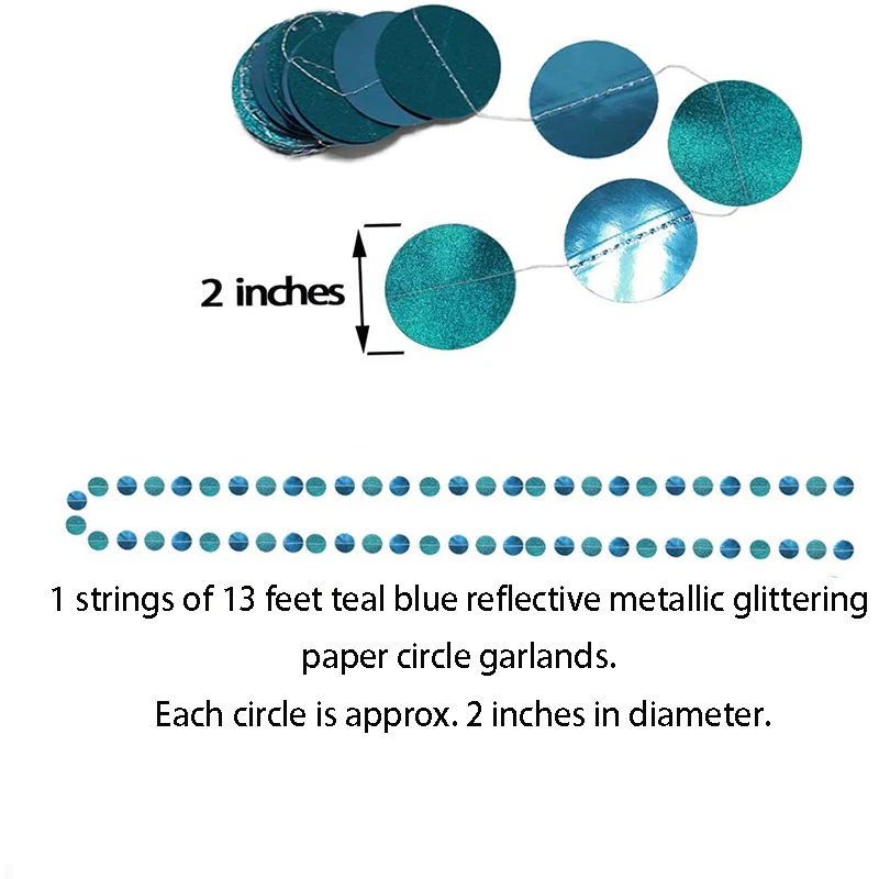 Emerald Blue Wedding Party Backdrop Decorations Teal Blue Pok Dots Paper Garland Hanging Under The Sea Birthday Streamer Banners