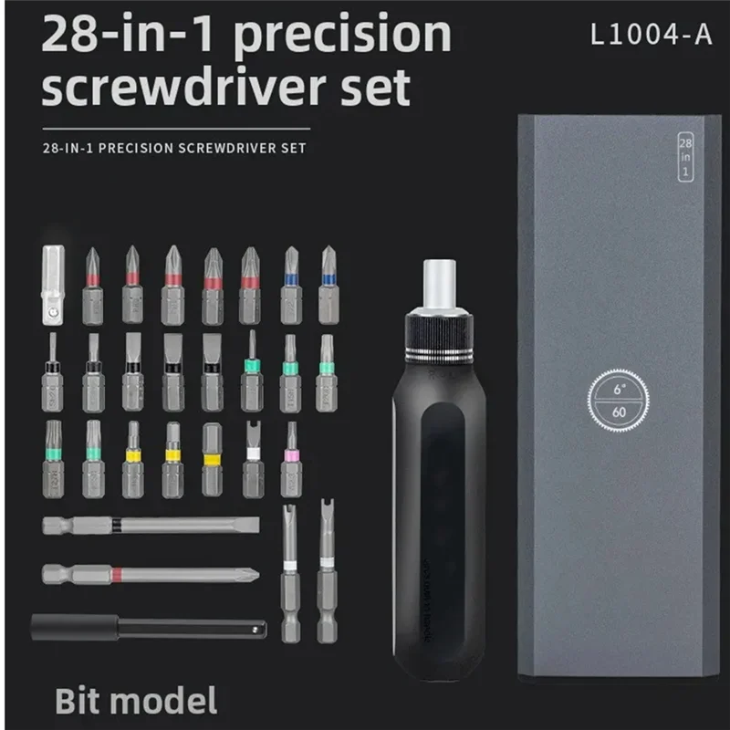 

A84X-Ratcheting Mini Magnetic Screwdriver Set 28 In 1 With Case For Furniture/Car Computer/Electronics