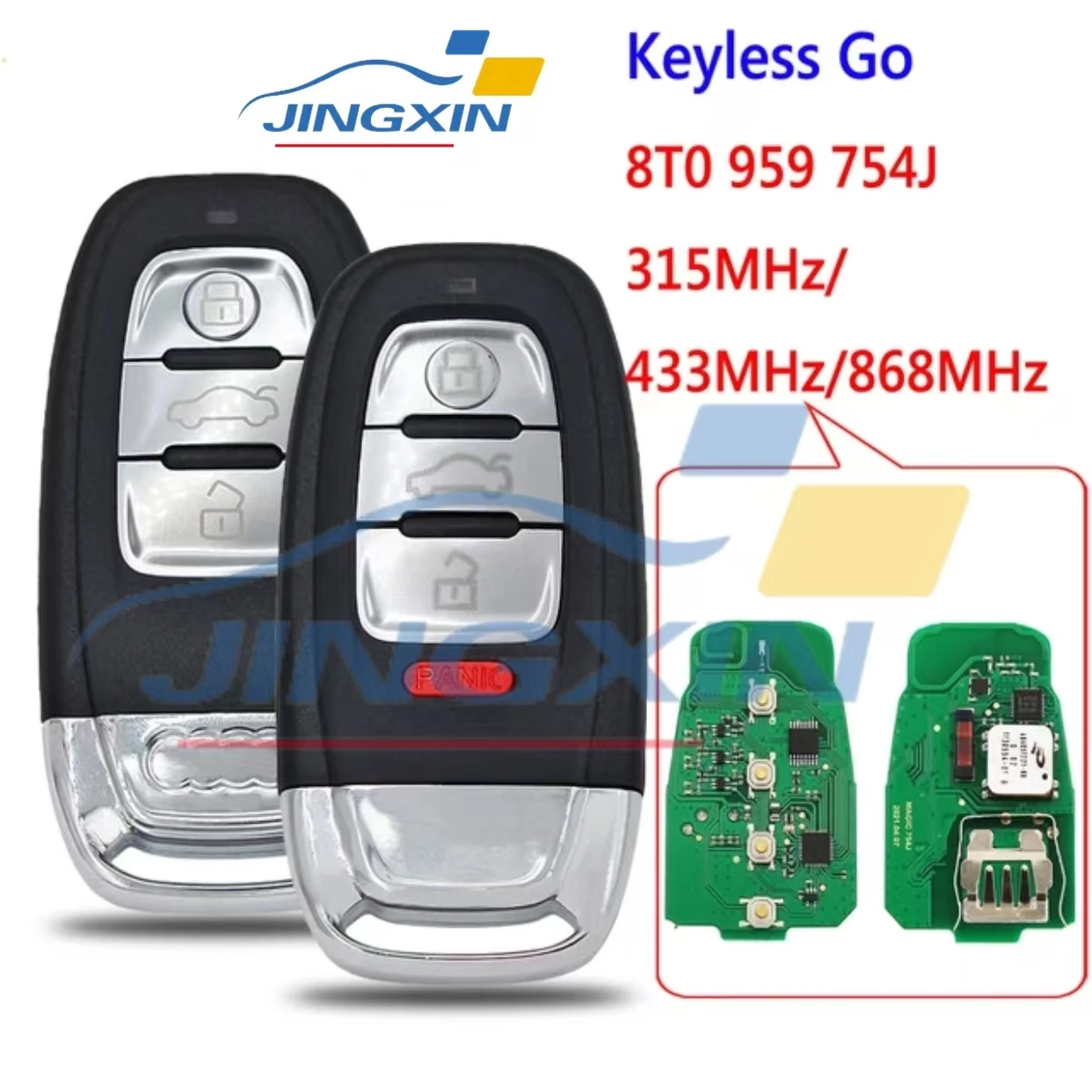 JING XIN Pilot zdalnego sterowania do Audi A4 A5 A6 A7 A8 Obudowa klucza Keyless Go Promixity Card