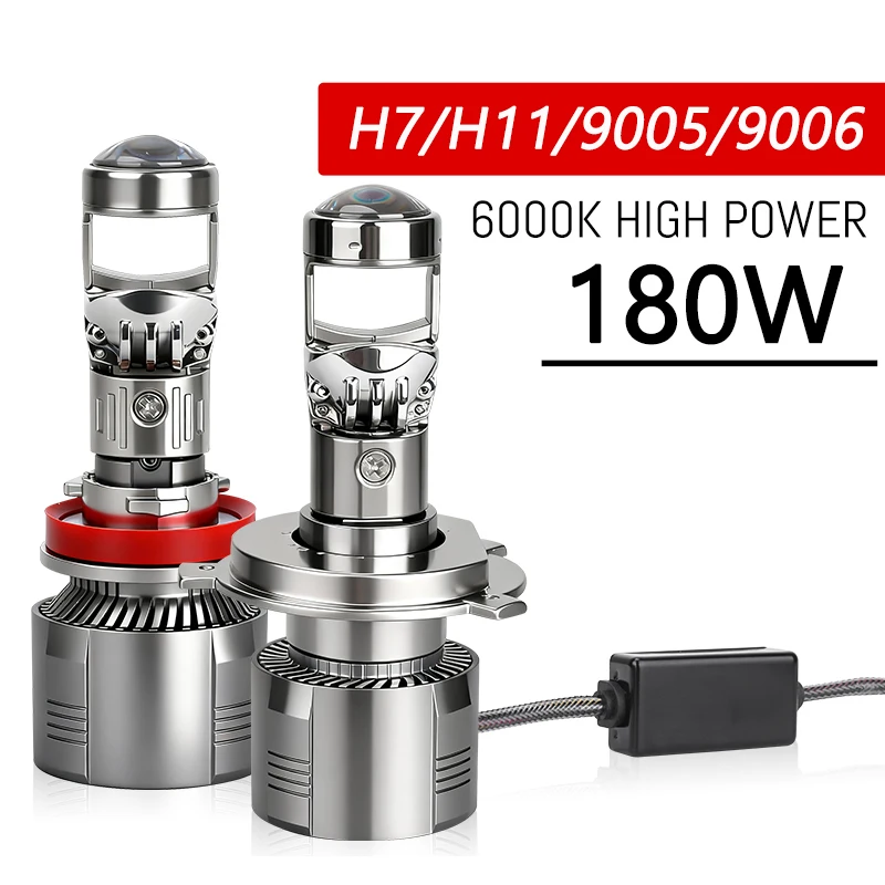 

2PCS LHD H7 H11 LED Projector Lens Headlight H11 HB3 HB4 9005 9006 Mini Projector Lights 6000K 30000LM White HIGH/LOW BEAM