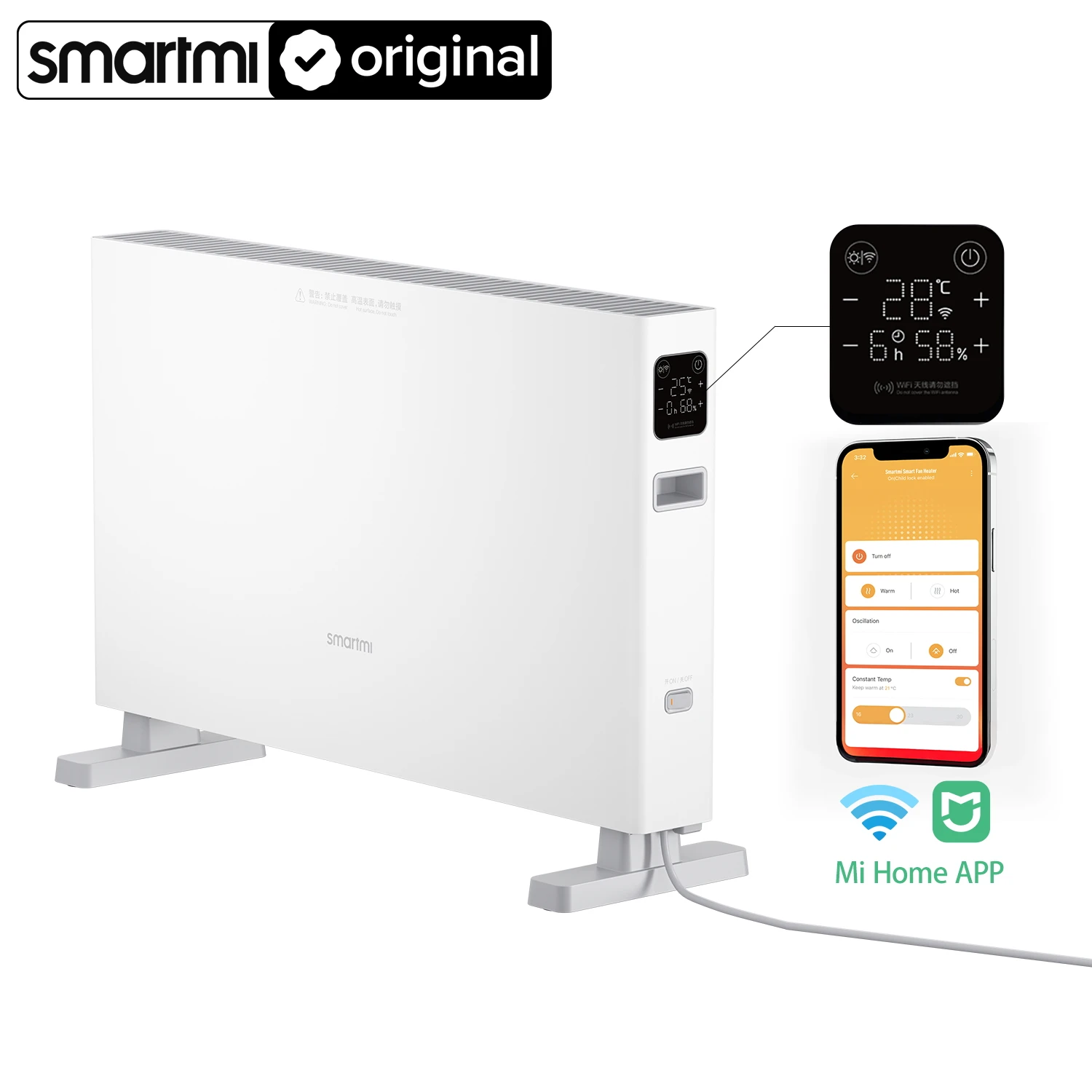 Smartmi Intelligent Electric Heater 1S DNQZNB05ZM, Convector Heater, Works with Mihome