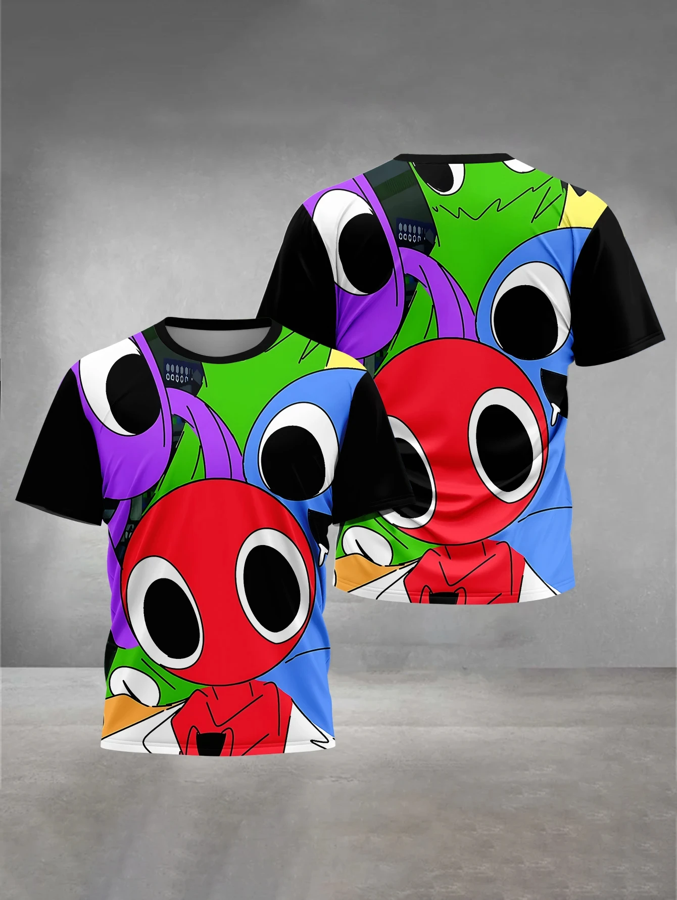 

Adult Parent-child Clothing 3D Printing Cute Game T-shirt Rainbow Friends Men's Outdoor Fashion Children's Casual Wear Top