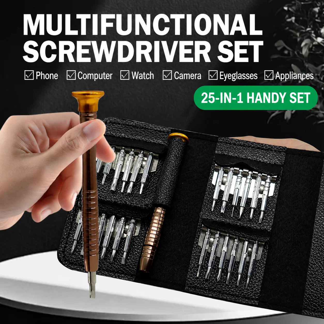 25-in-1 Leather Case Screwdriver Set. Can Repair Most Mobile Phones/computers/cameras/game Consoles/watches Disassembly Tools