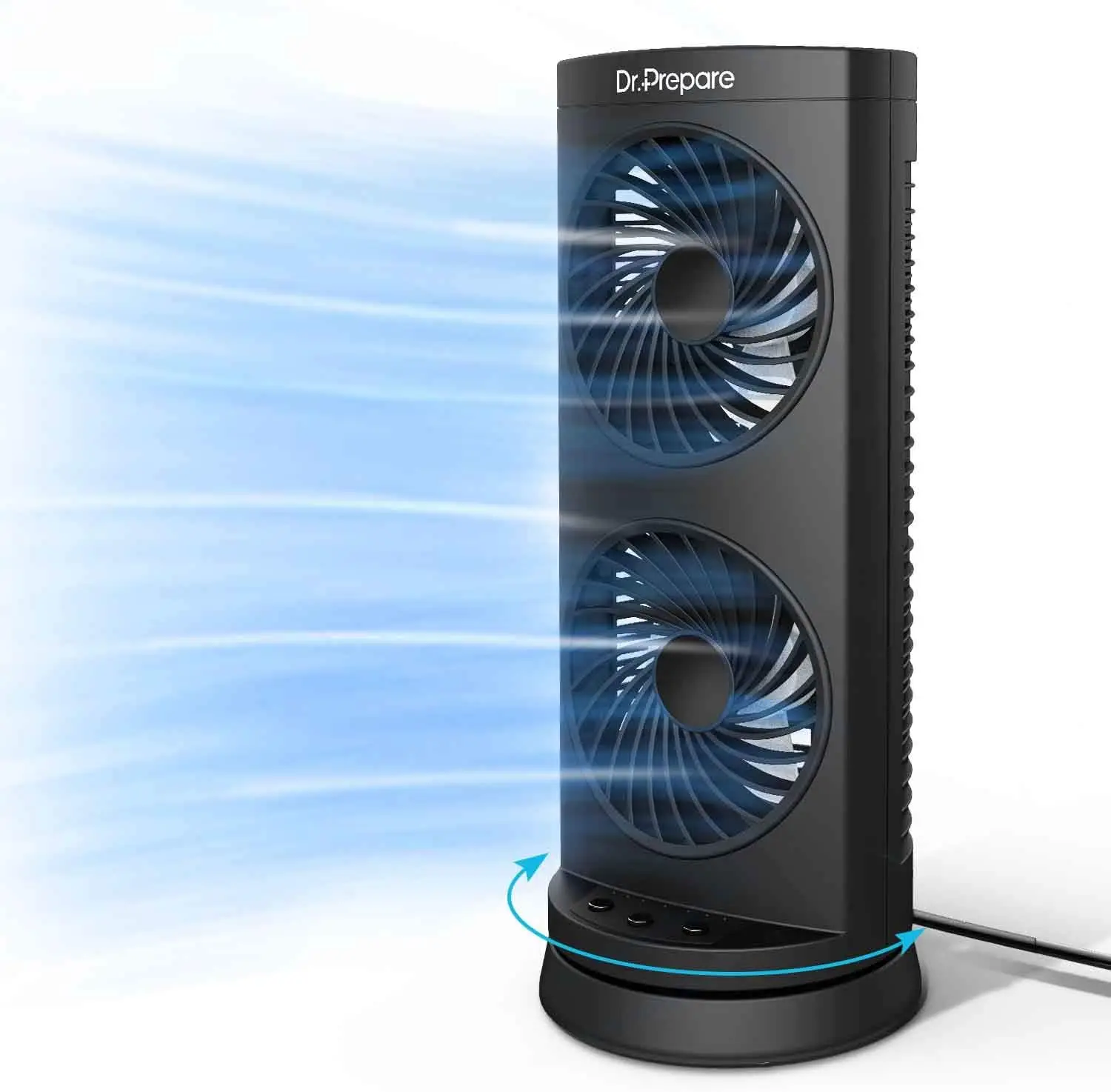 

Portable Oscillating Desk Fan with 3 Speeds, 110° Swing, Dual Airflow, Quiet Operation for Bedroom Office