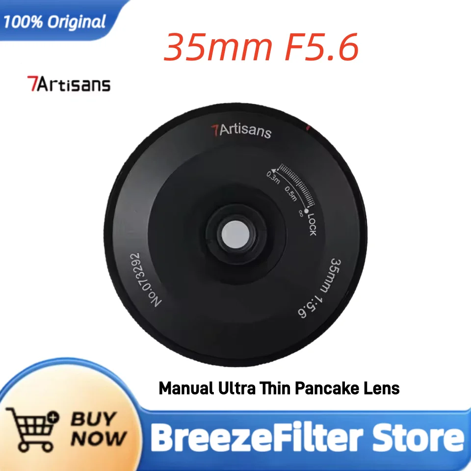 

7artisans 35mm F5.6 Full Frame Manual Ultra Thin Pancake Lens For Leica L Leica M M10 M7 Sony E A7S A6000 Nikon Z Z50 Cameras