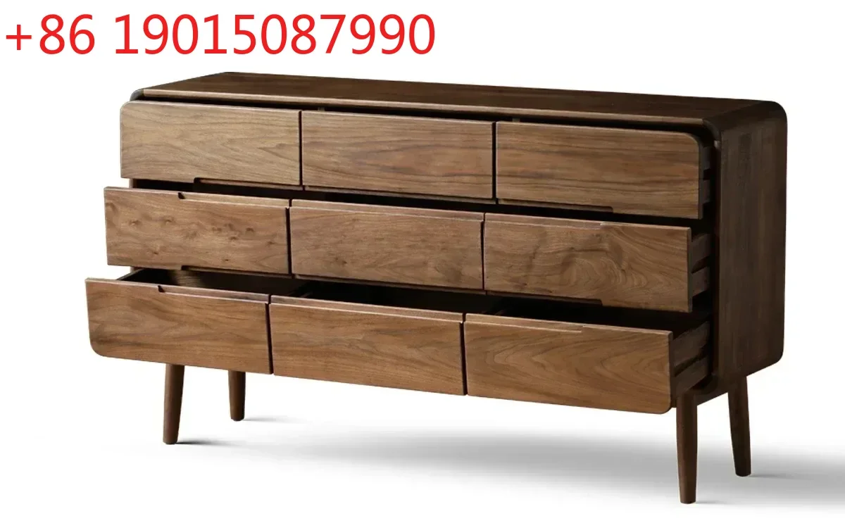 

newNordic all-solid wood nine-chest cabinet bedroom storage cabinet living room North American black walnut dining side cabinet