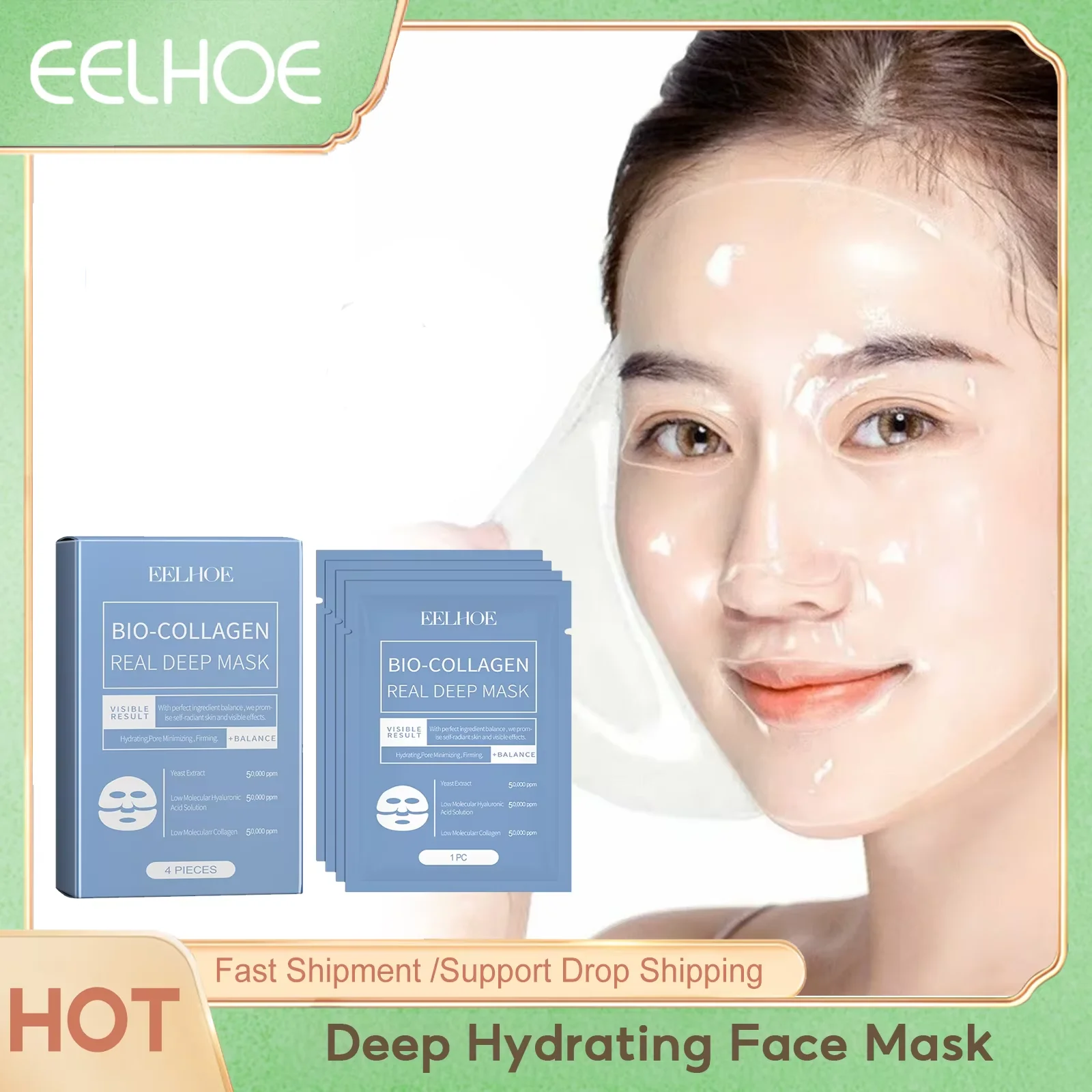 

EELHOE Hydrating Face Mask Moisturizing Face Mask Sheet Collagen Skin Care Shrinking Pore Hyaluronic Acid Brightening Face Masks