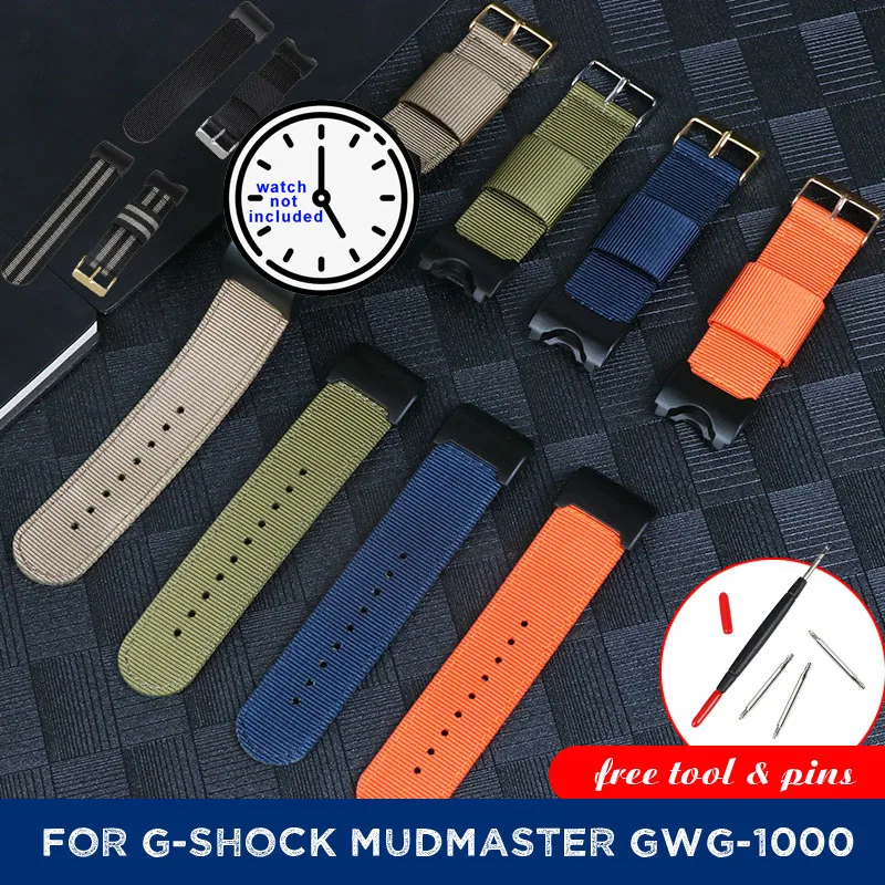 Nylon Replace Wrist Strap For Casio G-Shock Mudmaster GWG-1000 Band Army Green Canvas Watch Belt Gshock GWG1000-1A Watchbands