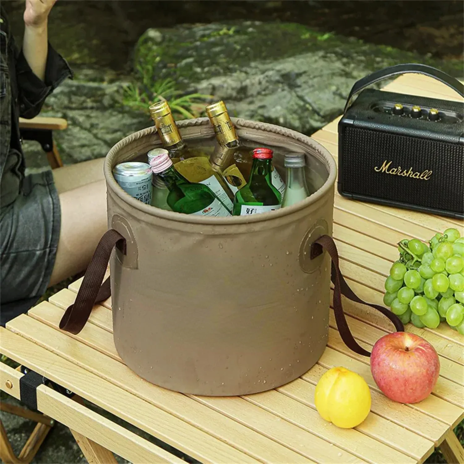 1PC Water Bucket Collapsible Bucke Container Multifunctional Portable Light Water Bucket Outdoor Camping Washbasin  Car 20L