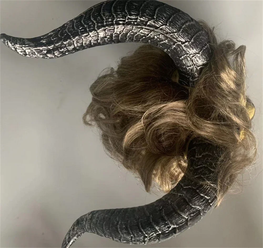 Capacete de besta de látex realista, rosto inteiro, cosplay, besta selvagem, rei, máscara, chifres de monstro, homens com peruca, adereços de festa de halloween 2025