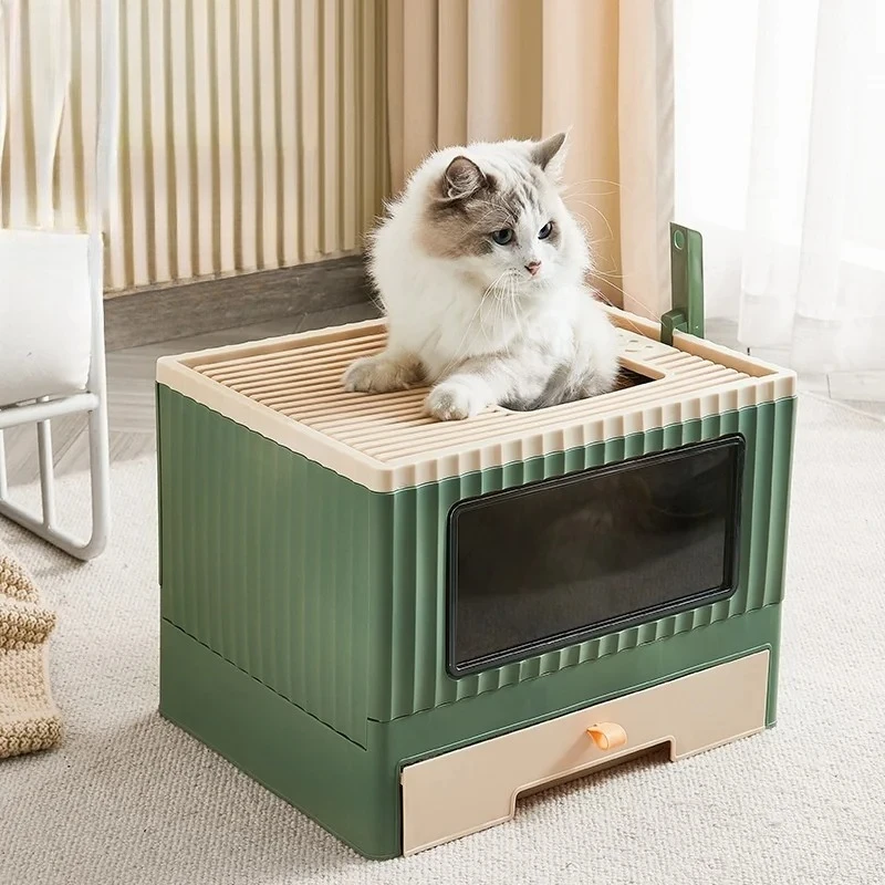 

Closed Foldable Space Saving Cat Litter Box Cat Toilet Indoor Large Odor Control Easy Clean Standby Cat Litter Box Enclosure